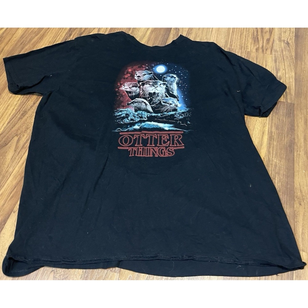 Otter Things Shirt Mens XL Black Stranger Things Parody Animal Graphic Tee